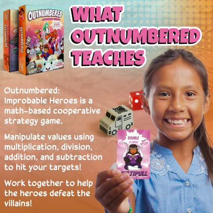 Outnumbered: Improbable Heroes Board Game - A Mensa Award Winning Superhero Math Game | Fun & Educational Game for Kids, Adults, and Families | STEM Toy to Learn Multiplication & Division