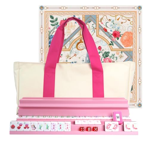 American Mahjong Game Set, Portable Carrying Bag,Acrylic 160 Tiles,Western Mahjong Tiles Set,Complete Ma Jong Set (Purple) - color: Purple