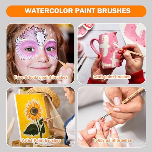 Miniature Brush Dry Brushes, Aoartix 15 Pcs Model Paintbrush Set for Acrylic Oil Watercolor Face, Detail Dry Brushes for Models Miniatures Small Digital Crafts Painting Supplies- Triangular Handles - color: Wood