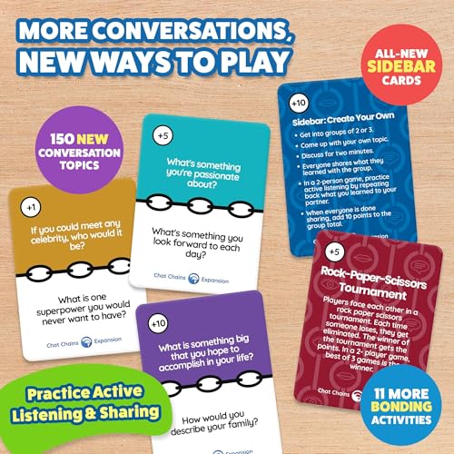ThinkPsych Chat Chains Expansion Pack | Social Skills Games | Therapy Games for Teens and Kids | Ages 8-99 | Therapy Conversation Cards | 15 Mins Playtime - style: Chat Chains Expansion