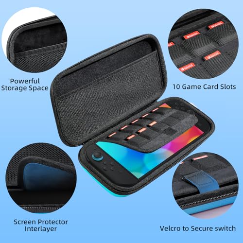 Switch 2 Carry Case Compatible with Nintendo Switch 2 Console,Large Capacity Switch 2 Case, Portable Hard Travel Bag for Console & Accessories, 10 Game Card Slots (Blue Gradient) - color: Blue Gradient