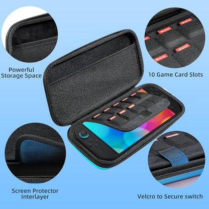 Switch 2 Carry Case Compatible with Nintendo Switch 2 Console,Large Capacity Switch 2 Case, Portable Hard Travel Bag for Console & Accessories, 10 Game Card Slots (Blue Gradient) - color: Blue Gradient