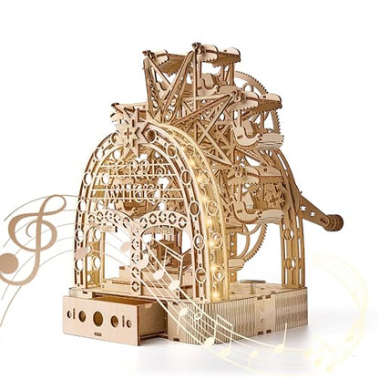 3D Wooden Puzzles for Adults: 3D Puzzle Light-Up Ferris Wheel with Music Box - 222psc Wooden Puzzles Model Building Kits Fun Gifts for Adult with Storage Box - Hobbies for Men Women（Large）