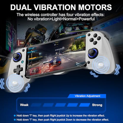Phone Controller for iPhone, iPad, Android Phone, Tablet, PC, Switch 2, Mobile Game Controller with Hall Trigger, Turbo, Programming, Vibration, Wireless Handheld Gamepad Play Streaming, Cloud Gaming - color: White