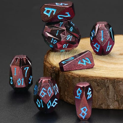FONVGOGO Metal Dice Set D and D for Dungeons and Dragon, Metal Polyhedral DND Dice with Cardboard Box Unique Cool RPG Dice for Role Playing Tabletop Games Gifts (Brown Blue) - color: S Brown Blue