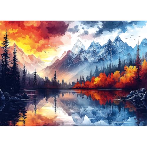Puzzles for Adults 1000 Pieces Natural Mountain Landscape | Jigsaw Puzzles Challenging for Mom Dad Family Friend Family Activity Games Home Decor Wall Art, 27.5 x 19.7 Inch - color: Colorful - Mountain Landscape