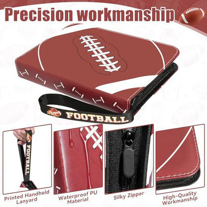 440 Pockets Football Card Binder 4 Pocket, Sports Card Binder with 55 Removable Sleeves, Football Card Holder Trading Card Binder with Football Pattern Wristband Fit for MTG, TCG, Game Gifts For Boys