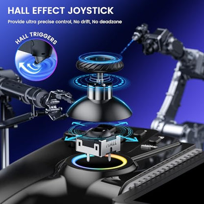 KICKDOT MC5000 Pro Controller for Switch 2/1/OLED & iPhone/Android – Hall Effect Joystick, Wireless Bluetooth Mobile Gaming Controller with RGB, Programmable Back Buttons, Extendable Design for Cloud Gaming (Xbox/Steam) - color: Black-Switch Layout