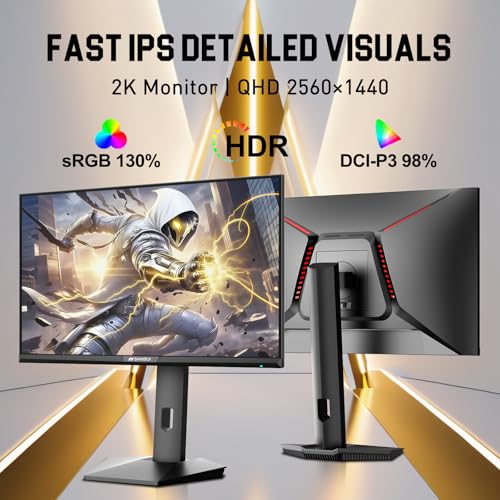SANSUI 24.5 Inch Gaming Monitor QHD 1440P 300Hz 240Hz, 1ms Fast IPS Computer Monitor, 2× HDMI 2.1 Up to 300Hz, 2× DP 1.4 Up to 300Hz, 130% sRGB Eye Care VESA Support (DP Cable Included ES-G25F6Q Pro) - size: 25 Inch