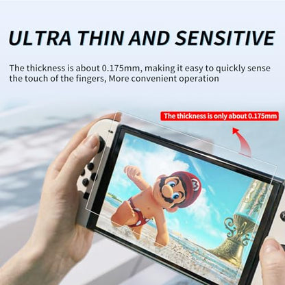 2-Pack AR Screen Protector for Switch OLED Model 2021/2023 - 7 Inch Anti-Reflection Soft Film, Easy Installation, 96% High Transmittance, More HD Than Tempered Glass, Scratch Resistant, Compatible with Switch OLED Handheld Game Console