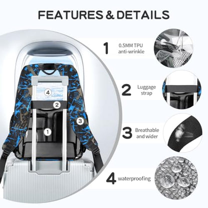 Large Clear Backpack Heavy Duty For Stadiums Events,16in TPU Blue BookBag | Large capacity See Through strong Plastic backpack Stitch Durable Design 6-Pocket For School carry Airport Quick Security - color: Blue