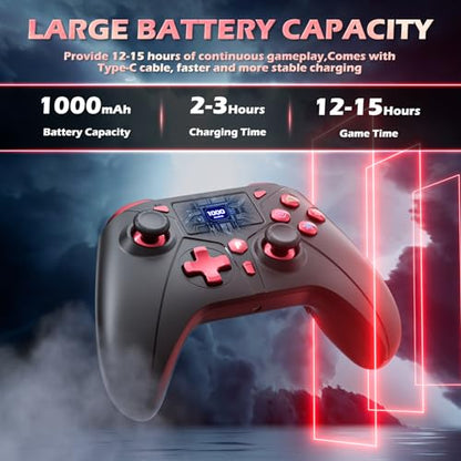 Gamrombo Wireless Controller for PS5/PS5 Pro/PS5 Slim with 2.4G Adapter, Compatible with PS4/Switch/Windows, Dual Vibration/Macro/Turbo Function, 3.5mm Audio Jack - color: Black