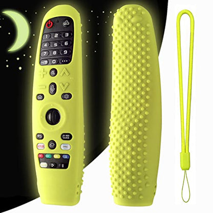 Hi Color Silicone Cover for LG AN-MR600/AN-MR650 / AN-MR18BA / AN-MR19BA/AN-MR20GA TV Remote Control Protective Sleeve for LG Magic TV Remote Cover Case(Glow Green) - color: glow green