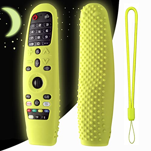 Hi Color Silicone Cover for LG AN-MR600/AN-MR650 / AN-MR18BA / AN-MR19BA/AN-MR20GA TV Remote Control Protective Sleeve for LG Magic TV Remote Cover Case(Glow Green) - color: glow green