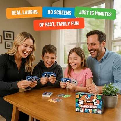 Squirrel Smackdown - The Fast Paced Family Card Game for 2-4 Players | A Twist on the classic "collect 5" game where you steal and strategize to get your set of nuts first - Ages 8+
