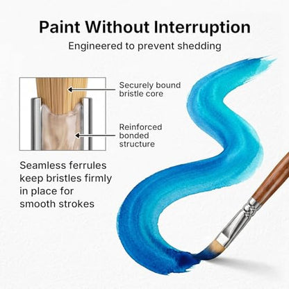 Nicpro 30pcs Paint Brush Set, Professional Acrylic Paint Brushes with Paint Spatula and Cloth Roll, Paintbrushes for Acrylic Painting, Oil, Watercolor, Gouache, Art Supplies for Artists and Beginners - color: Wood