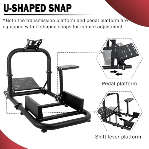 Supllueer Racing Simulator Cockpit Upright Stable Fit for Logitech G27 G29 G920 G923,for Thrustmaster T300RS F458 T500R,for Fanatec, 50mm Round Tube Racing Wheel Stand without Wheel Pedal Shifter Seat