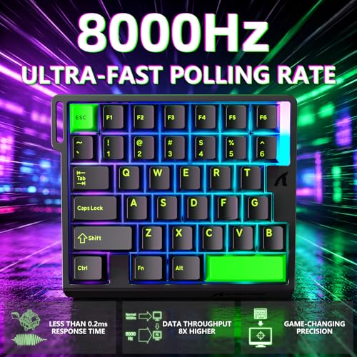 ATTACK SHARK M36 HE One-Handed Magnetic Switch Keyboard, 8000Hz Polling, Hot-Swappable, High-Precision 0.01mm, 36 Keys Wired Keypad with RGB Backlit, C01 Ultra Led Aviator Cable-Green - color: Fluorescent Green