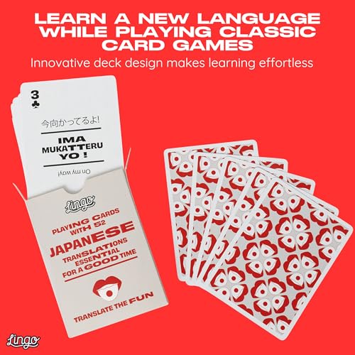 Lingo Japanese Playing Cards in Premium Travel Tin | Learn Japanese Vocabulary & Phrases for Adults & Beginners | Luxury Gift Box for Japan Travelers & Anime Fans | Language Flashcard Deck
