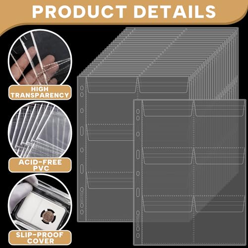 25 Sheets Coin Pocket Pages - 6 Pocket Standard 9-Hole 150 Pockets Inserts Collecting Sleeves for Coins [99mm X 93mm Each Pocket] CS0312506 - color: 6 Pocket(99mm X 93mm Each Pocket), size: 25 Sheets