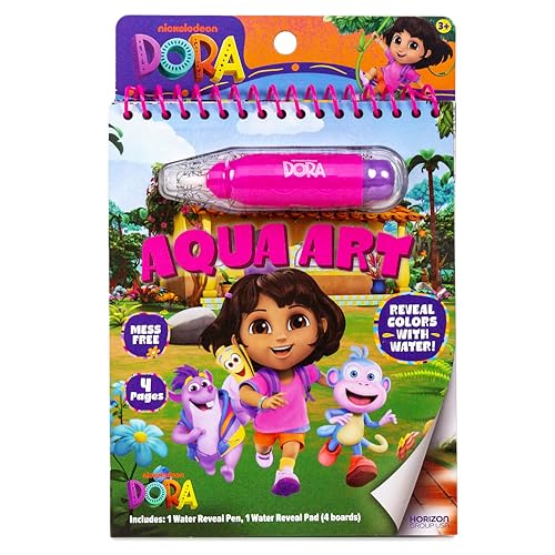 Dora Aqua Art, Includes Brush Pen and Reusable Water Reveal Pages, Mess Free Coloring for Toddlers, Travel Toys for Little Ones, Road Trip Essentials, Kids Airplane Activities, No Mess Coloring - style: Dora Aqua Art