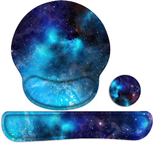 Keyboard Wrist Rest and Mouse Pad, Ergonomic Memory Foam Mouse Pad Wrist Support, Non-Slip & Pain Relief Mouse Pad and Keyboard Wrist Support, Comfortable Mousepad with Wrist Rest for Game, Office - color: Star