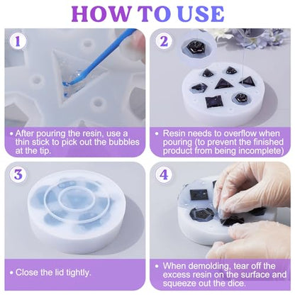 LET'S RESIN Upgraded Large DND Silicone Molds for Resin with 7 Cavities | Polyhedral Stereoscopic Game Epoxy Resin Molds for DIY Dice Making, Table Board Game