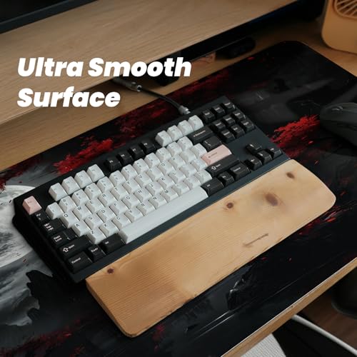 Gaming Mouse Pad with Anti-Slip Rubber Base, Extended Large Computer Mouse Mat with Stitched Edges, Long XL Anime Mousepad for Laptop and Keyboard, 31.5 x 11.8 inch (Dark Full Moon) - color: Dark Full Moon