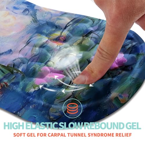 Ergonomic Mouse Pad Wrist Support with Memory Foam Massage Bulge, Carpal Tunnel Pain Relief Mousepad Wrist Rest for Mouse(12x8 inch, Lotus Pond) - color: Kg035-lotus Pond