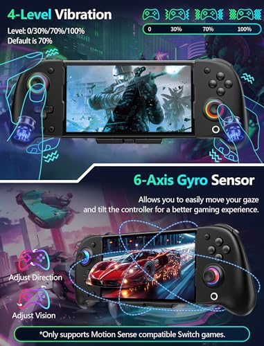 Wireless Switch Controller for Nintendo Switch/OLED,Hall Effect One-Piece Joypad Replacement for Pro Controller with Turbo/4 Looping Macro Buttons/Wake Up/9 colors RGB,Includes 4 game card slots handheld controller - color: Black