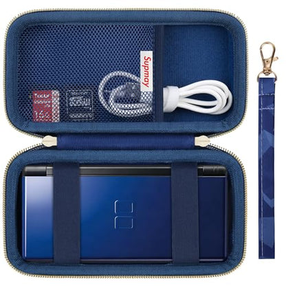 Supmay Hard Carrying Case Compatible with Nintendo DS Lite NDSL, Gameboy Advance Games Storage Holder Travel Bag with Mesh Pocket for USB Charging Cable, Stylus, Earphones, Game Cartridge, Blue - color: Blue Cube