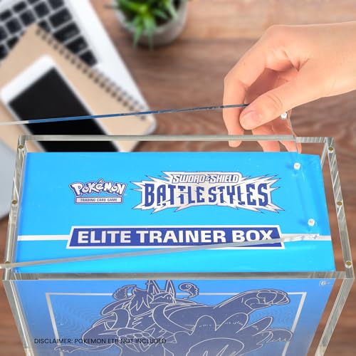 EVORETRO ETB Acrylic Case Protector for Pokemon, Magnetic-Lid Design | 1 Pack | 4.0mm Thick | UV-Resistant & Acid-Free | Stackable | Clear | Scratch-Resistant | Not for Booster Box, UPC, SPC - style: ETB Magnet (1)