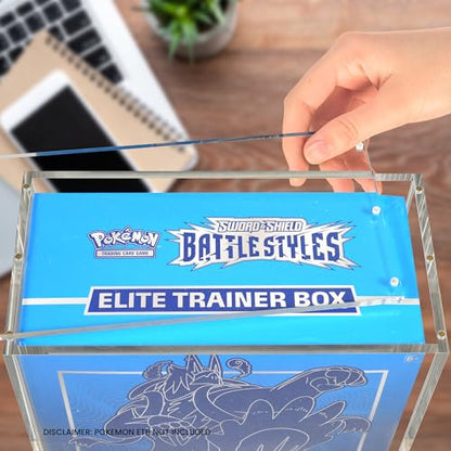 EVORETRO ETB Acrylic Case Protector for Pokemon, Magnetic-Lid Design | 1 Pack | 4.0mm Thick | UV-Resistant & Acid-Free | Stackable | Clear | Scratch-Resistant | Not for Booster Box, UPC, SPC - style: ETB Magnet (1)