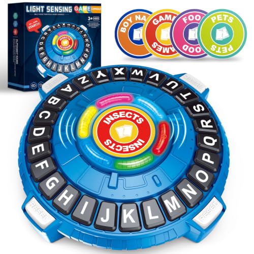 Family Board Game for Kids and Adults, Light-Sensing Word Game with 3 Modes | Fast-Paced 26-Letter Game with Timer for Family Game Nights and Parties, 40 Double-Sided Category Cards, 2–6 Players, Ages 8+ - color: Blue
