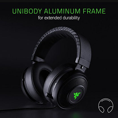 Razer Kraken 7.1 V2: 7.1 Surround Sound - Retractable Noise-Cancelling Mic - Lightweight Aluminum Frame - Gaming Headset Works with PC, PS4, Xbox One, Switch, & Mobile Devices - Black