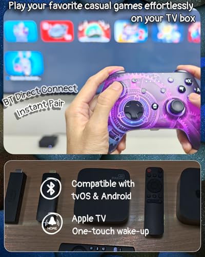 Wzuicov Multi-Platform Game Controller with RGB & Dual-Mode Bluetooth & Wired Connection, Wireless Gamepad for Switch/Switch 2/iOS/Android/PC/TV Box/Tesla, Includes 2 USB-C Cables & Adapter - color: Black&Blue