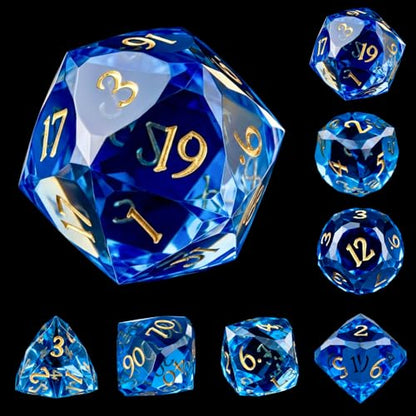 Multifaceted Resin DND Dice Set 7 PCS Polyhedral Role Playing Dice for Dungeons & Dragons, Pathfinder, RPG and Tabletop Games(RED) - color: Multifaceted -Blue