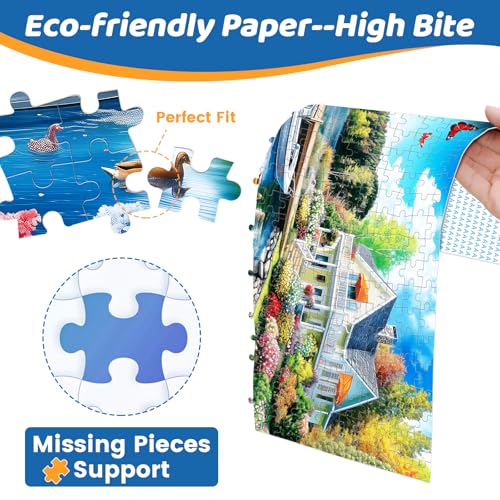 300 Pieces Puzzles for Adults | Lake House Jigsaw Puzzles | Large 300 Piece Puzzle for Children Adults Seniors | Sturdy,Safe | Engaging & Educational Toys Great Gift for Boys Girls 20.5 x 15 in - style: Lakeside Lodge