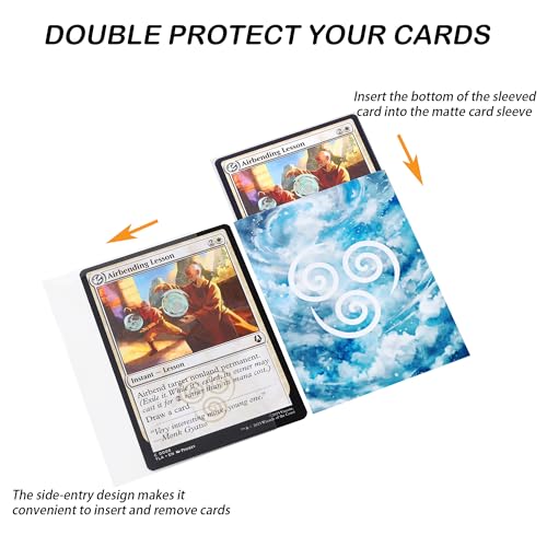 MTG Card Sleeves, Air Style with Extra 100 Perfect Fit Inner Sleeves | Textured Matte Back, Double Protection, Standard Size - style: Air