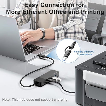 ALL-LUCKY USB to Ethernet Adapter, 4 in 1 USB C to Ethernet Adapter Hub with 3 x USB 3.0 Port/Gigabit Internet Port, High-Speed Network Hub Compatible for iMac,MacBook Pro - size: 1FT -4 in 1 USB A/C to Ethernet Adapte