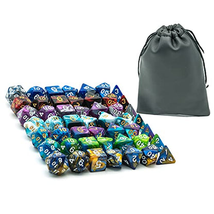7 Sets DND Dice Polyhedral Dice Set (49pcs) with 1 Large Leather Bag, D&D Die Set for Dungeons and Dragons, RPG Table Games. (7Sets/49Pcs) - color: 7sets/49pcs