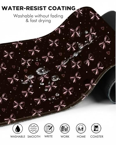Mouse Pad, Desk Mat, 31.5x11.8in Large Mousepad, Bow | Desk Pad with Stitched Edge & Rubber Non-Slip Bottom, Gaming Mouse Pad, Extended Mousepad for Home, Office - color: Bow