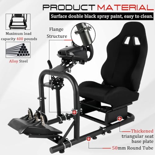 Marada Racing Simulator Cockpit with Comfort Seat Fit for Logitech G29 G920 G923, for Thrustmaster T300RS T500, for Fanatec, Upright Stable Driving Sim Stand,without Steering Wheel/Pedal/Shifter