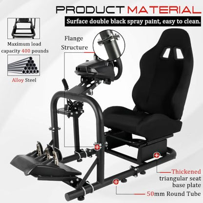 Marada Racing Simulator Cockpit with Comfort Seat Fit for Logitech G29 G920 G923, for Thrustmaster T300RS T500, for Fanatec, Upright Stable Driving Sim Stand,without Steering Wheel/Pedal/Shifter