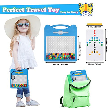 Magnetic Drawing Board for Kids, Toddler Magnet Doodle Board with Beads and 2 Pens, Magnetic Dot Art Toys, Airplane Car Travel Activities (Blue Cat) - color: Blue Cat