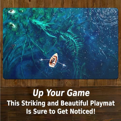 MTG Playmat, 24 x 14 Inches TCG Card Mat, Smooth Rubber Surface, Board Game Mats for MTG DTCG CCG RPG Trading Card - color: Sea Dragon