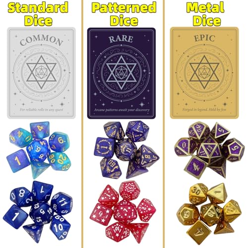 Mystery Dice Set of 7 Polyhedral Dice, DND Dice Set with Storage Bag and Rarity Card, RPG Dice, for Role Playing, Table Games (6 Pack (Epic Guaranteed)) - style: 6 Pack (Epic guaranteed)