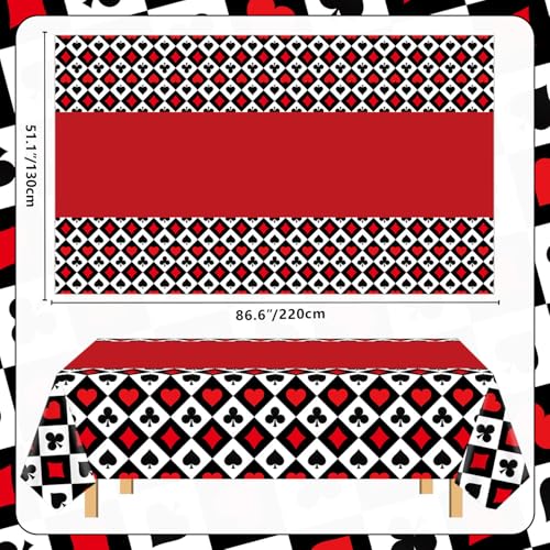 6Pcs Poker Tablecloth Casino Theme Party Tablecloth Las Vegas Table Cover Playing Card Casino Night Party Table Cloths Poker Theme Decor of 51X86IN