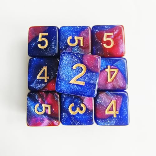10 Pieces Polyhedral D6 Dice Set, 6 Sided Dice 16mm Square Edge Dice for RPG MTG DND Table Games (Red Blue) - color: Red Blue