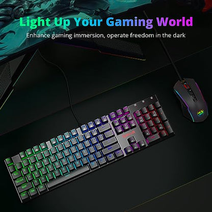 Redragon Mechanical Gaming Keyboard with Red Switches, Wired Keyboard Mechanical with RGB Backlit, Fully Progammable, Durable Aluminum Frame, Anti-Ghosting for PC Windows Mac, K565, Black - color: Navy Blue Black